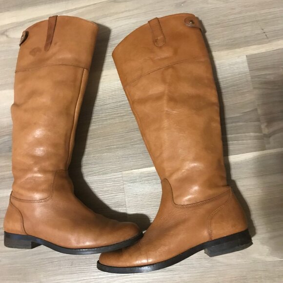 Ralph Lauren Ladies Tall Tan Color Leather Boots Size 6B - Picture 1 of 6